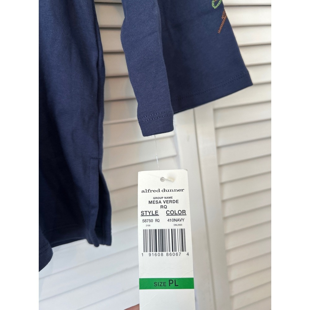Alfred Dunner Mesa Verde Petite Navy Floral‎ Embroidered 3/4 Sleeve Top L petite - Picture 3 of 7
